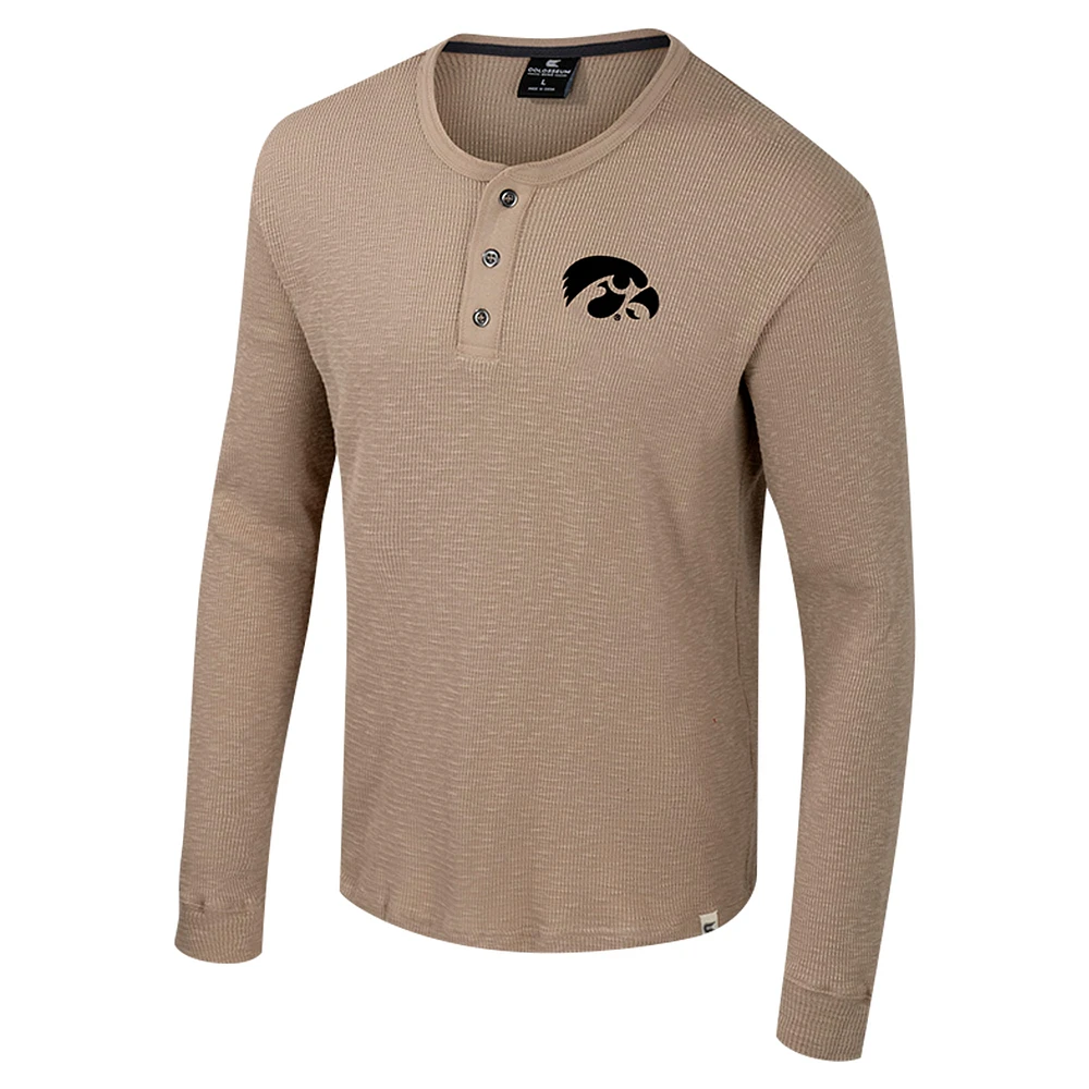 Men's Colosseum  Tan Iowa Hawkeyes Great Outdoors Henley Long Sleeve Shirt