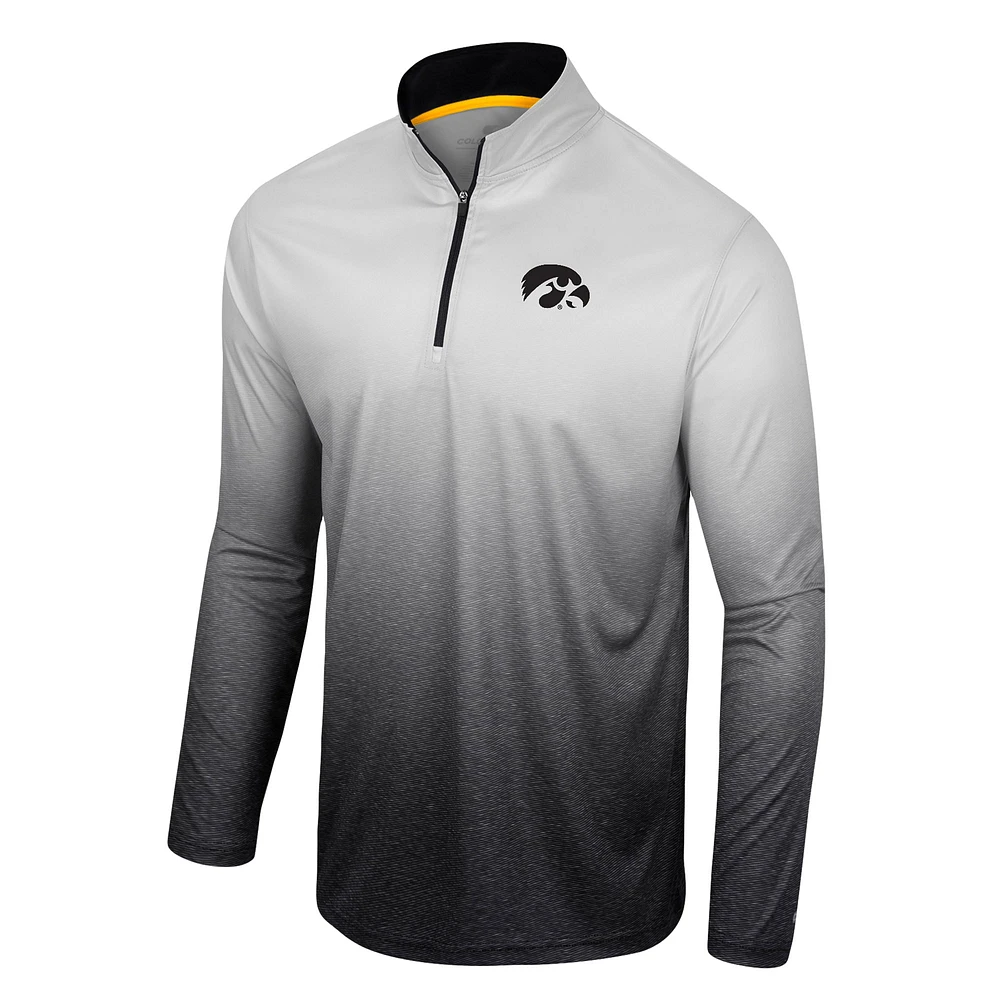 Men's Colosseum White/Black Iowa Hawkeyes Laws of Physics Quarter-Zip Windshirt