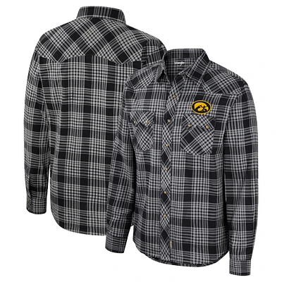 Colosseum x Wrangler pour homme Noir Iowa Hawkeyes Plaid Western à manches longues