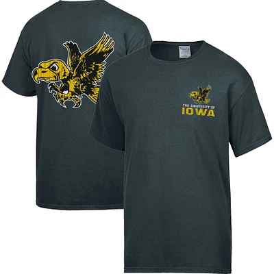Men's Comfort Wash Charcoal Iowa Hawkeyes Vintage Logo T-Shirt