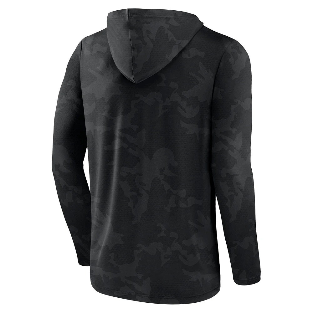 Men's Fanatics  Black Iowa Hawkeyes Camo Hoodie Long Sleeve T-Shirt
