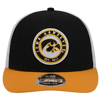 Casquette de camionneur Snapback 9FIFTY noire Iowa Hawkeyes Throwback Circle Patch New Era pour hommes