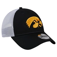 Men's New Era  Black Iowa Hawkeyes Trucker 9FORTY Adjustable Hat