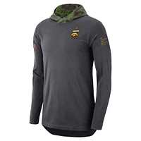 Men's Nike Anthracite Iowa Hawkeyes Military Long Sleeve Hoodie T-Shirt