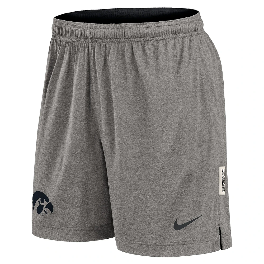 Men's Nike Black/Heather Gray Iowa Hawkeyes Player Reversible Shorts