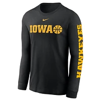 Men's Nike  Black Iowa Hawkeyes Basketball Icon Two-Hit Long Sleeve T-Shirt