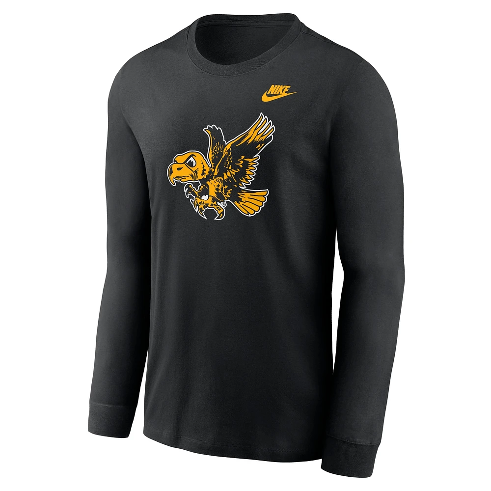 Men's Nike Black Iowa Hawkeyes Legacy Primary Logo Long Sleeve T-Shirt
