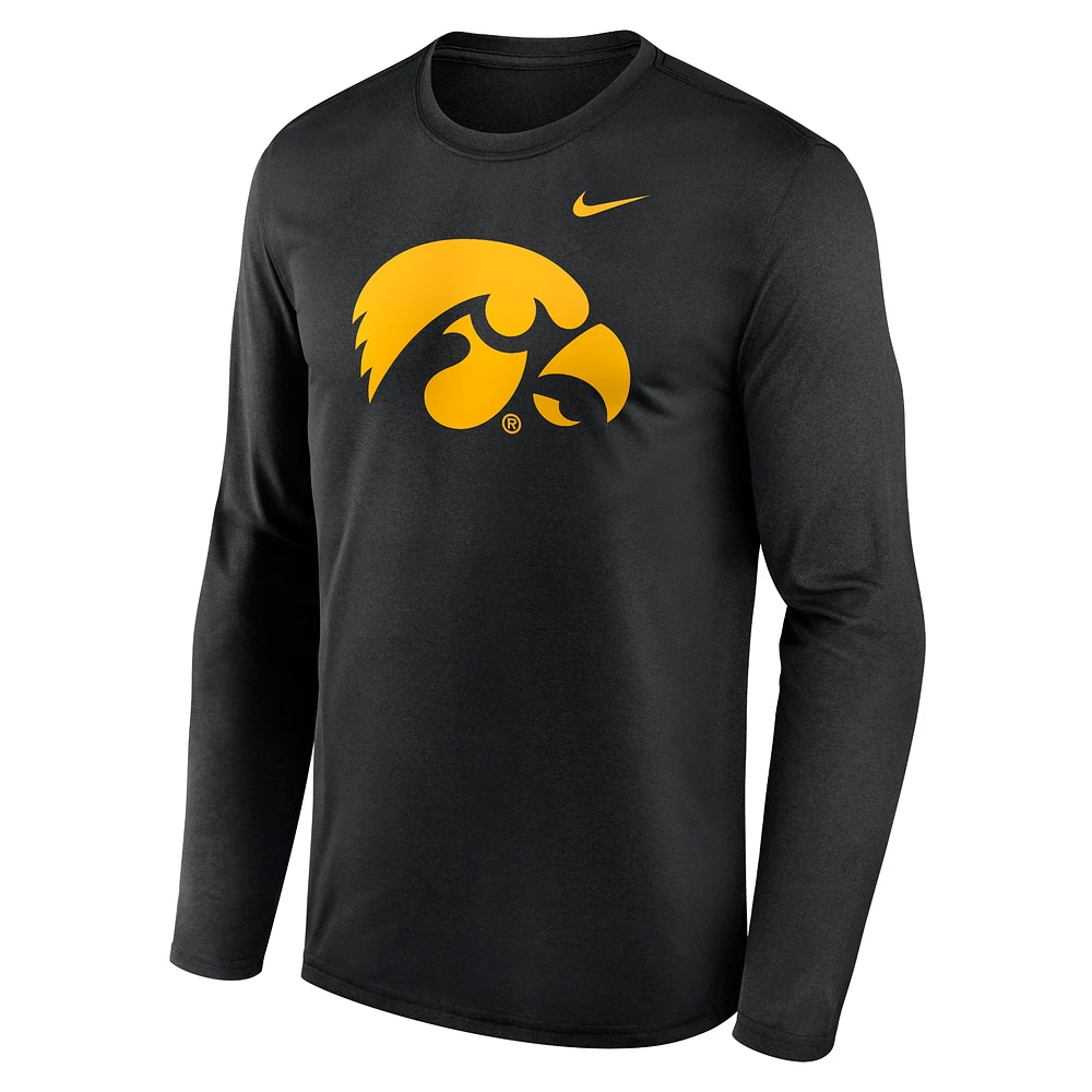 Men's Nike Black Iowa Hawkeyes Primetime Primary Legend Long Sleeve T-Shirt