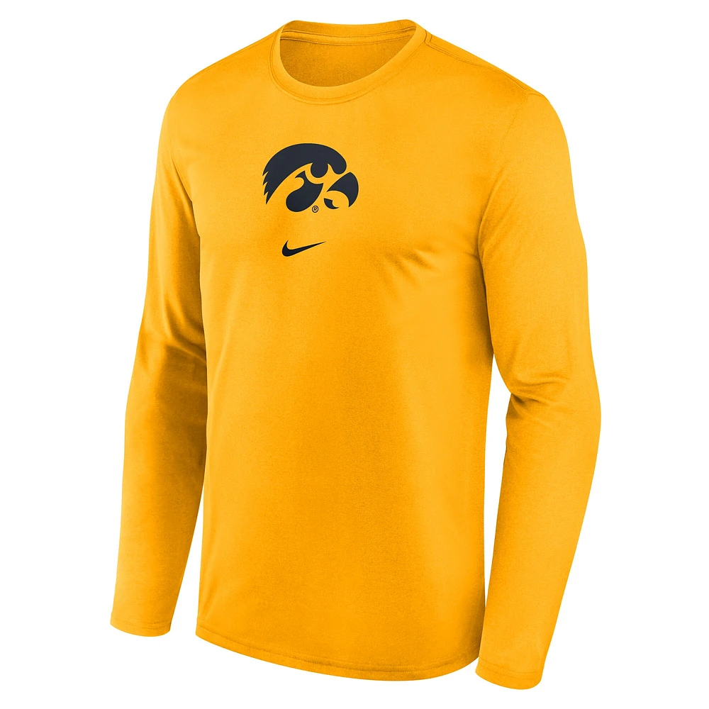 Men's Nike Gold Iowa Hawkeyes On-Court Basketball Shootaround Performance Long Sleeve T-Shirt