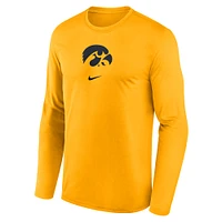 Men's Nike Gold Iowa Hawkeyes On-Court Basketball Shootaround Performance Long Sleeve T-Shirt