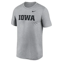 Men's Nike Heather Gray Iowa Hawkeyes Primetime Legend Wordmark T-Shirt