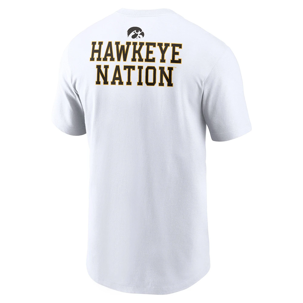 Men's Nike White Iowa Hawkeyes Blitz 2-Hit T-Shirt