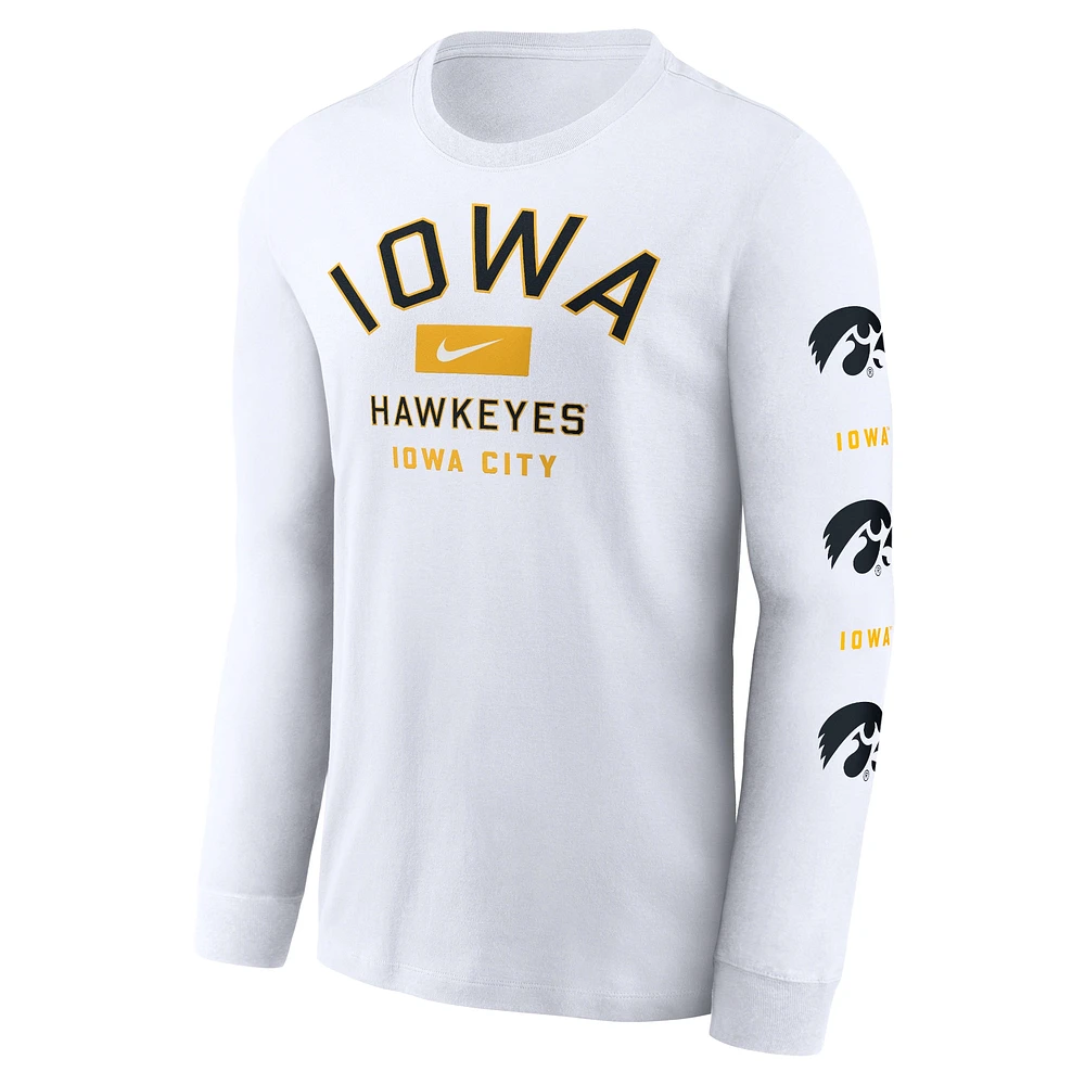 Men's Nike White Iowa Hawkeyes Primetime Classic Location Long Sleeve T-Shirt