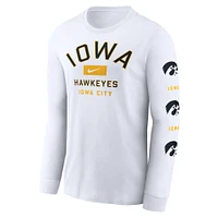 Men's Nike White Iowa Hawkeyes Primetime Classic Location Long Sleeve T-Shirt