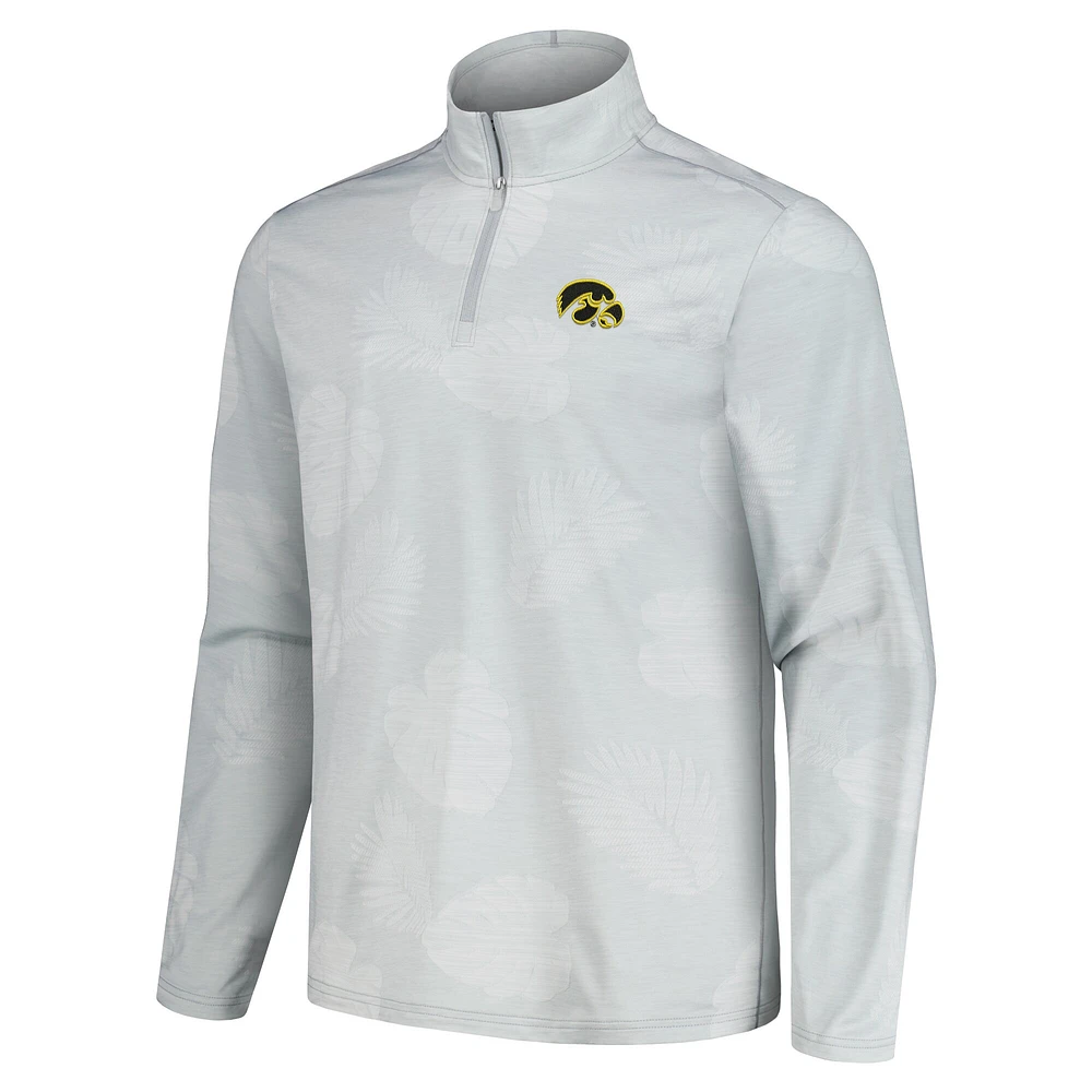 Men's Tommy Bahama Gray Iowa Hawkeyes Delray Frond IslandZone Half-Zip Jacket