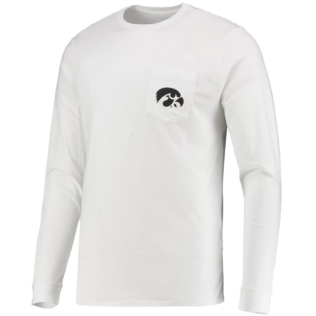 T-shirt à manches longues pour homme Vineyard Vines Iowa Hawkeyes Football Whale blanc