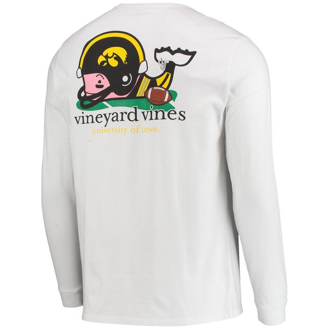 T-shirt à manches longues pour homme Vineyard Vines Iowa Hawkeyes Football Whale blanc