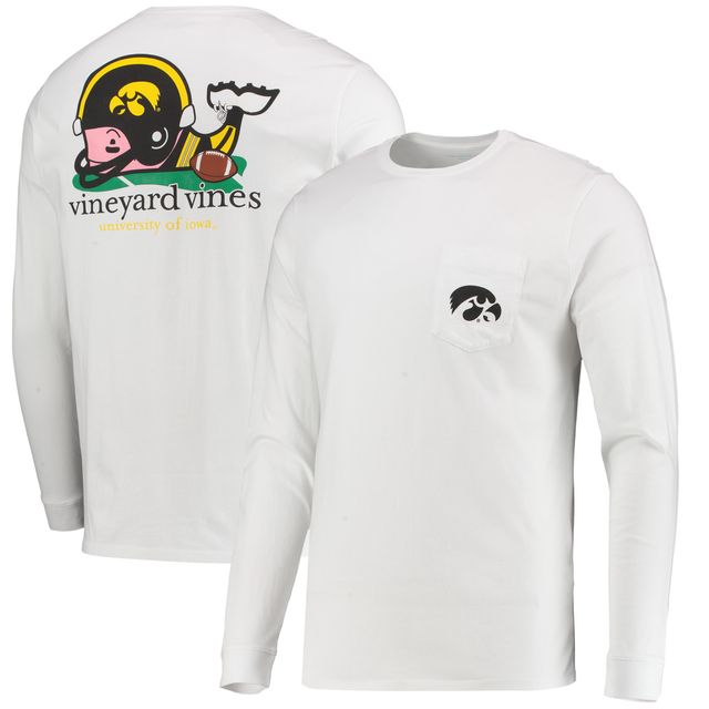 T-shirt à manches longues pour homme Vineyard Vines Iowa Hawkeyes Football Whale blanc