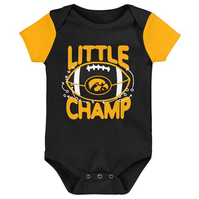 Ensemble bavoir et chaussons pour nouveau-né bébé Iowa Hawkeyes Little Champ noir/doré