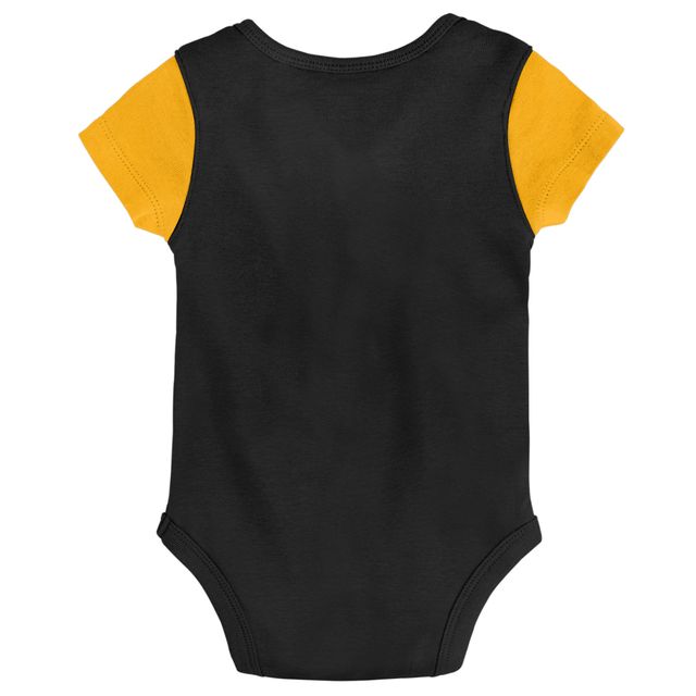 Ensemble bavoir et chaussons pour nouveau-né bébé Iowa Hawkeyes Little Champ noir/doré