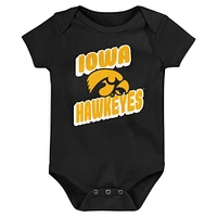 Newborn Black Iowa Hawkeyes Sunday Comics 3-Pack Bodysuit Set
