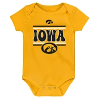 Newborn Black Iowa Hawkeyes Sunday Comics 3-Pack Bodysuit Set
