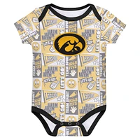 Newborn Black Iowa Hawkeyes Sunday Comics 3-Pack Bodysuit Set