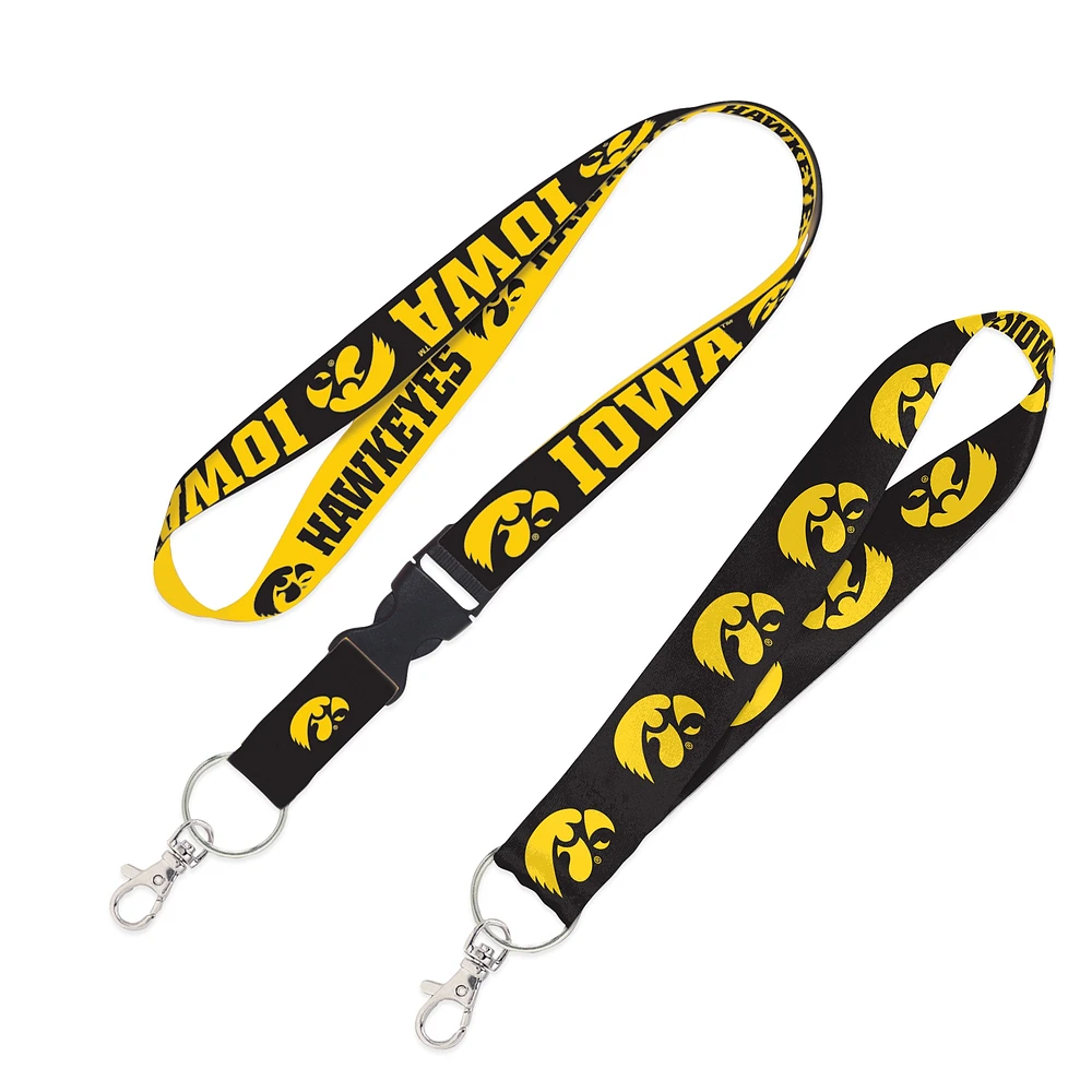 WinCraft Iowa Hawkeyes Lot de 2 cordons avec boucle amovible et sangle pour clés