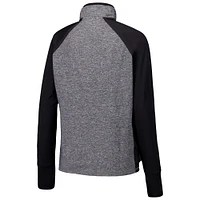 Women's Black/Heather Gray Iowa Hawkeyes Finalist Raglan Quarter-Zip Jacket
