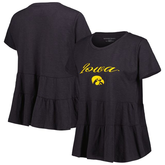 T-shirt à volants Iowa Hawkeyes Willow noir pour femme