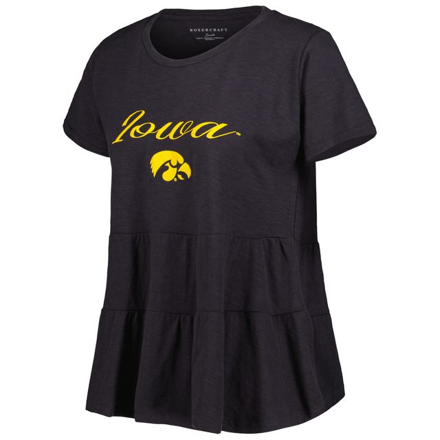 T-shirt à volants Iowa Hawkeyes Willow noir pour femme