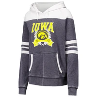 Sweat à capuche raglan rayé et bloqué pour femmes, charbon de bois, Iowa Hawkeyes Blitz