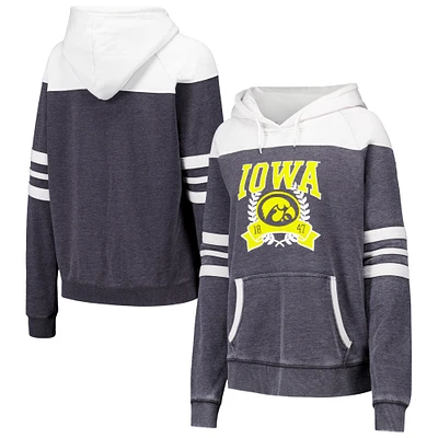 Sweat à capuche raglan rayé et bloqué pour femmes, charbon de bois, Iowa Hawkeyes Blitz