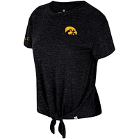 Women's Colosseum Black Iowa Hawkeyes Finalists Tie-Front T-Shirt