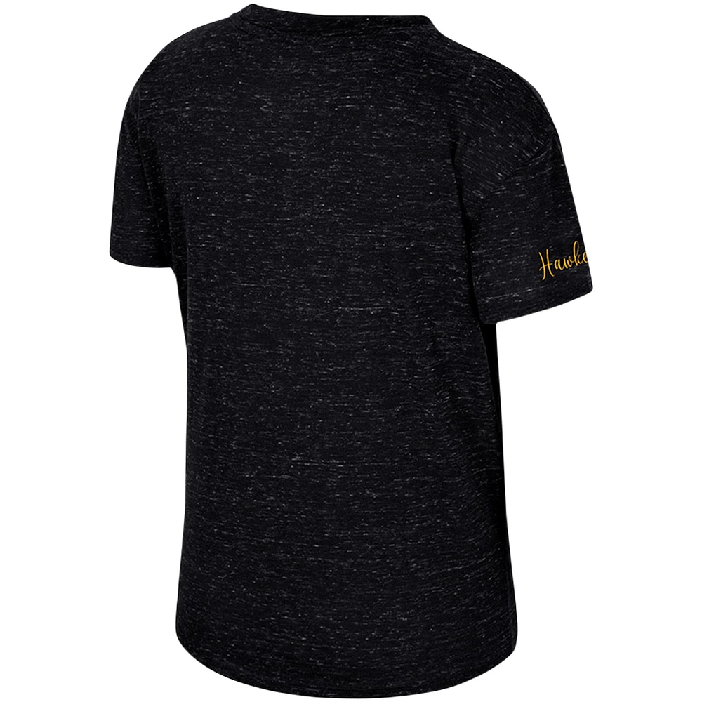 Women's Colosseum Black Iowa Hawkeyes Finalists Tie-Front T-Shirt