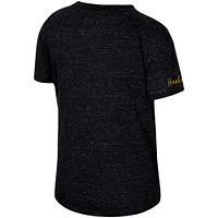 Women's Colosseum Black Iowa Hawkeyes Finalists Tie-Front T-Shirt