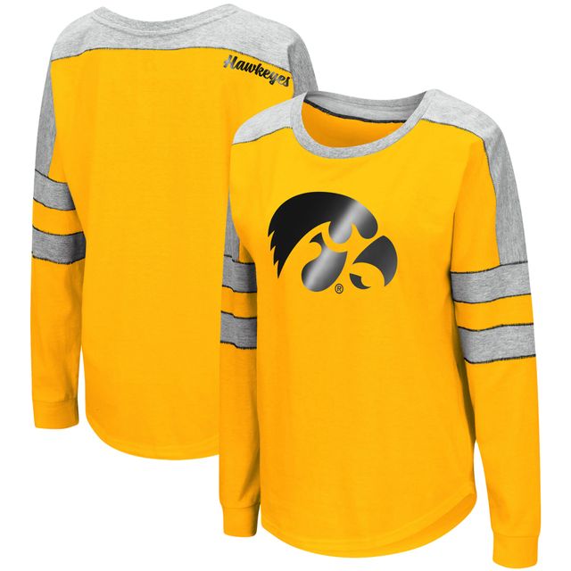 Colosseum Gold Iowa Hawkeyes Trey Dolman T-shirt à manches longues pour femme