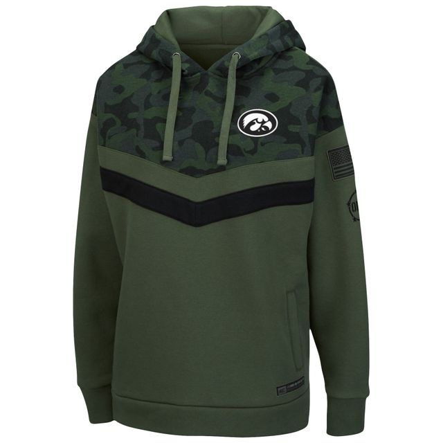 Sweat à capuche Colosseum Olive/Camo Iowa Hawkeyes OHT Military Appreciation Extraction Chevron pour femme