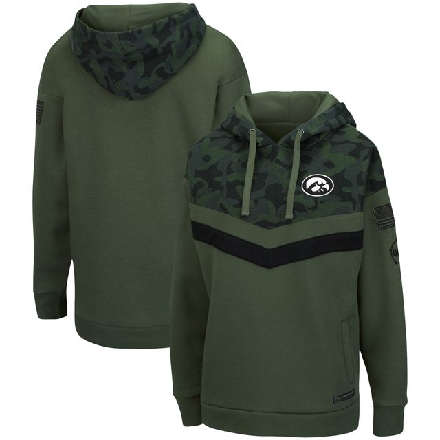 Sweat à capuche Colosseum Olive/Camo Iowa Hawkeyes OHT Military Appreciation Extraction Chevron pour femme