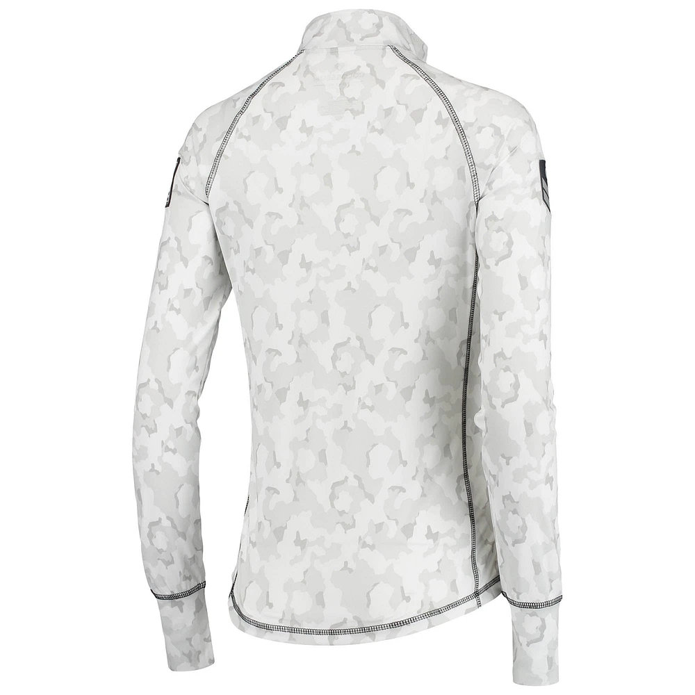 Colosseum White Iowa Hawkeyes OHT Officier d'appréciation militaire Arctic Camo Veste ajustée légère 1/4-Zip pour femme