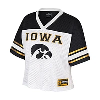 Women's Colosseum  White Iowa Hawkeyes Treasure Cropped Football Jersey