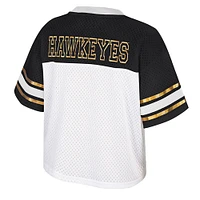 Women's Colosseum  White Iowa Hawkeyes Treasure Cropped Football Jersey
