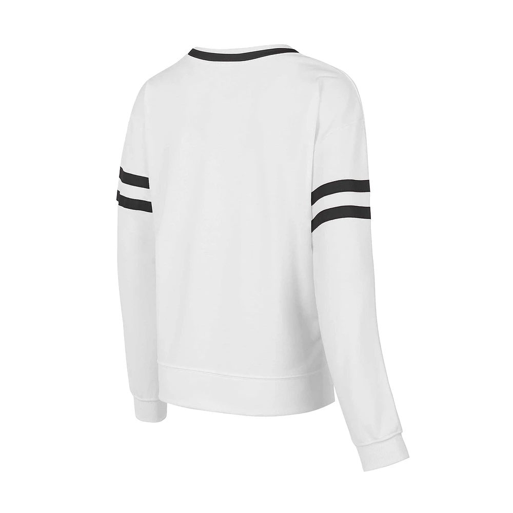 Women's Concepts Sport  White Iowa Hawkeyes Borough French Terry Arch Over Long Sleeve T-Shirt