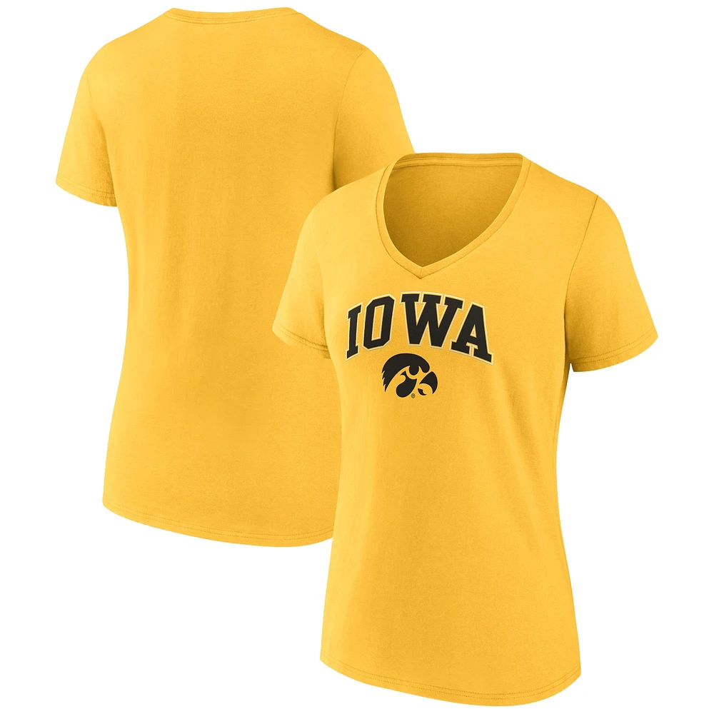 Women's Fanatics Gold Iowa Hawkeyes Campus V-Neck T-Shirt