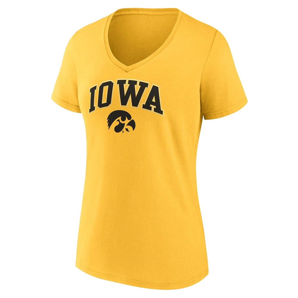Women's Fanatics Gold Iowa Hawkeyes Campus V-Neck T-Shirt