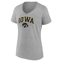 Women's Fanatics Heather Gray Iowa Hawkeyes Campus V-Neck T-Shirt