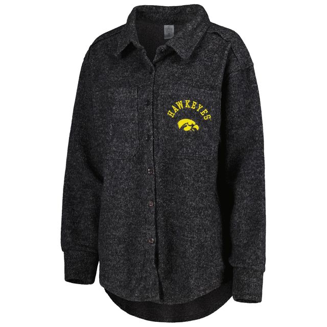 Veste boutonnée à trois mélanges Switch It Up Iowa Hawkeyes noire pour femme Gameday Couture