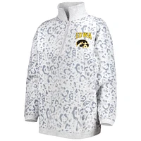 Women's Gameday Couture Heather Gray Iowa Hawkeyes Leopard Quarter-Zip Sweatshirt