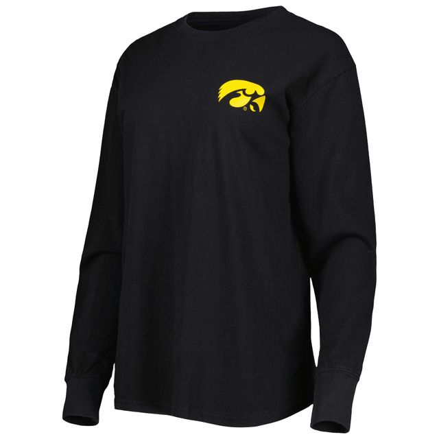 T-shirt à manches longues Pressbox Iowa Hawkeyes Valencia carreaux pour femme noir