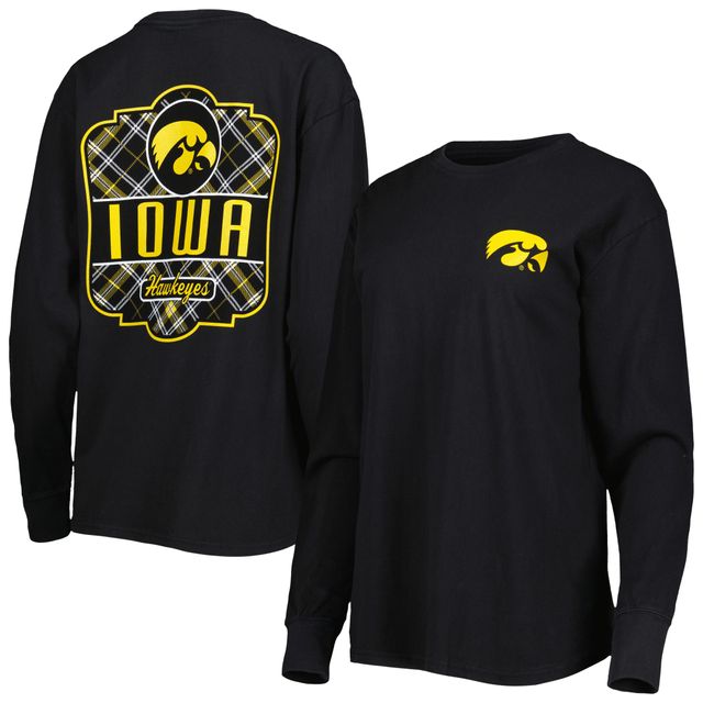 T-shirt à manches longues Pressbox Iowa Hawkeyes Valencia carreaux pour femme noir